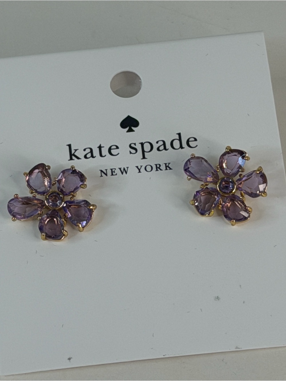 kate spade Purple Petal Crystal Flower Stud Earrings